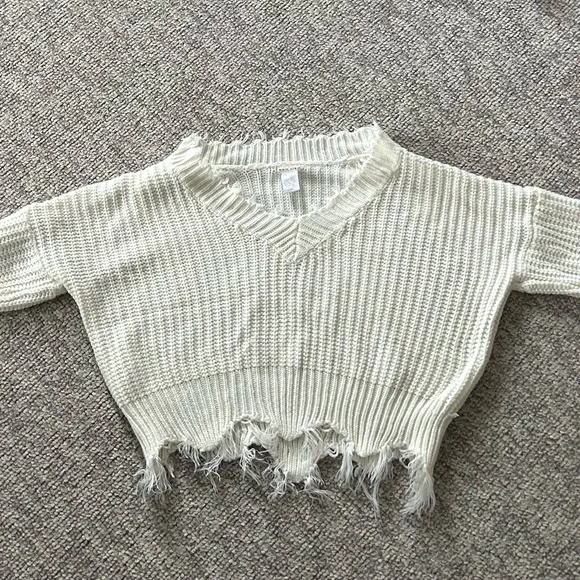 SMALL White Mainstrip Knit Sweater - Picture 6 of 6